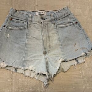 Abercrombie & Fitch Distressed Light Blue Jean Shorts